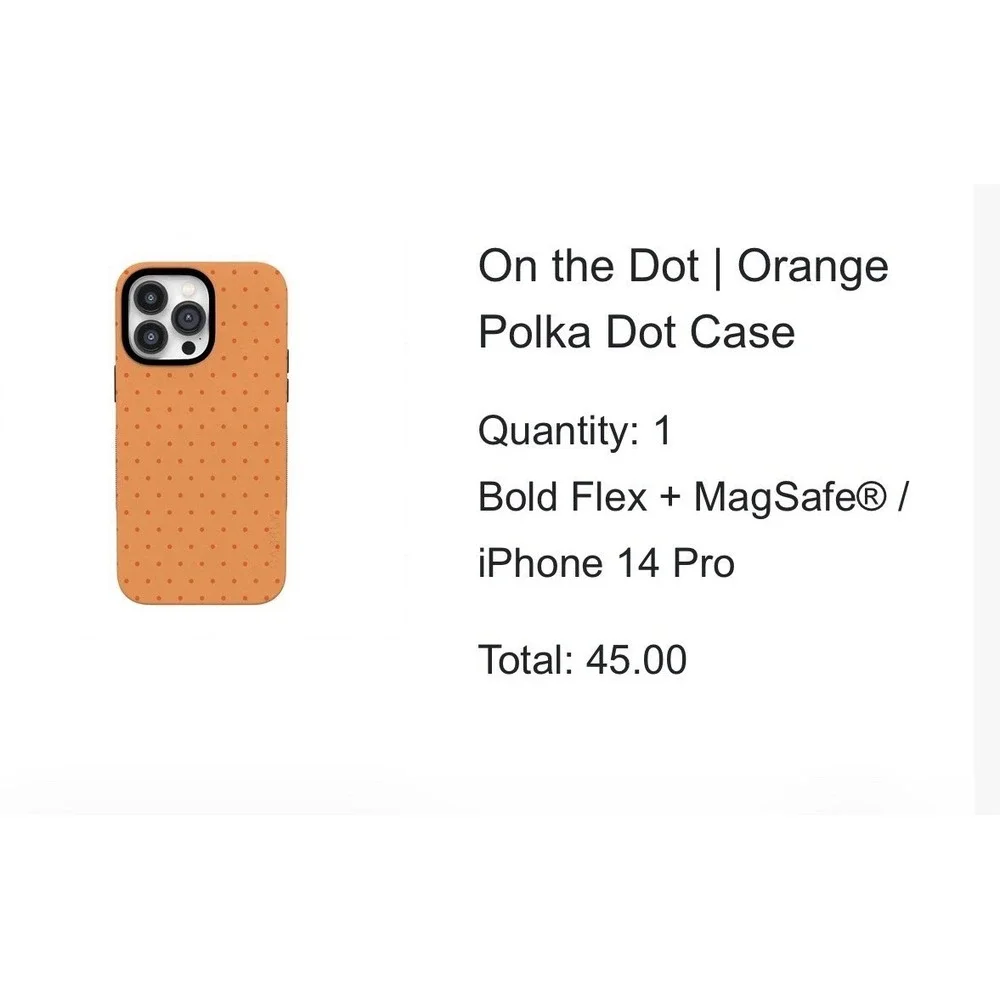 Casely Brand Orange With Polka Dots iPhone 14 Pro Phone Case New